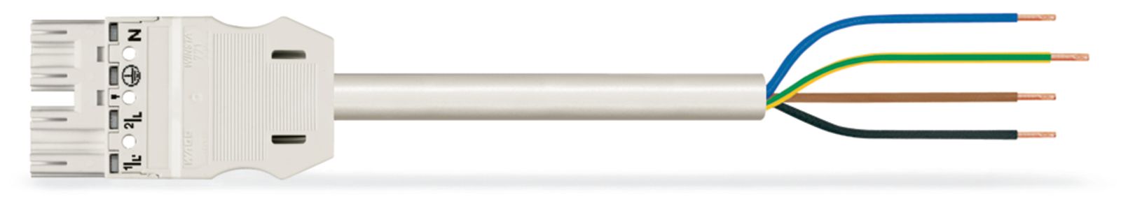 Systemverbindung 4p Serie 771 H05VV-F ws 1,5qmm 4x1,5qmm L4000mm Stecker fr.Ende