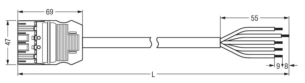 Systemverbindung 5p Serie 771 H05VV-F ws 2,5qmm 5x2,5qmm L5000mm Stecker fr.Ende