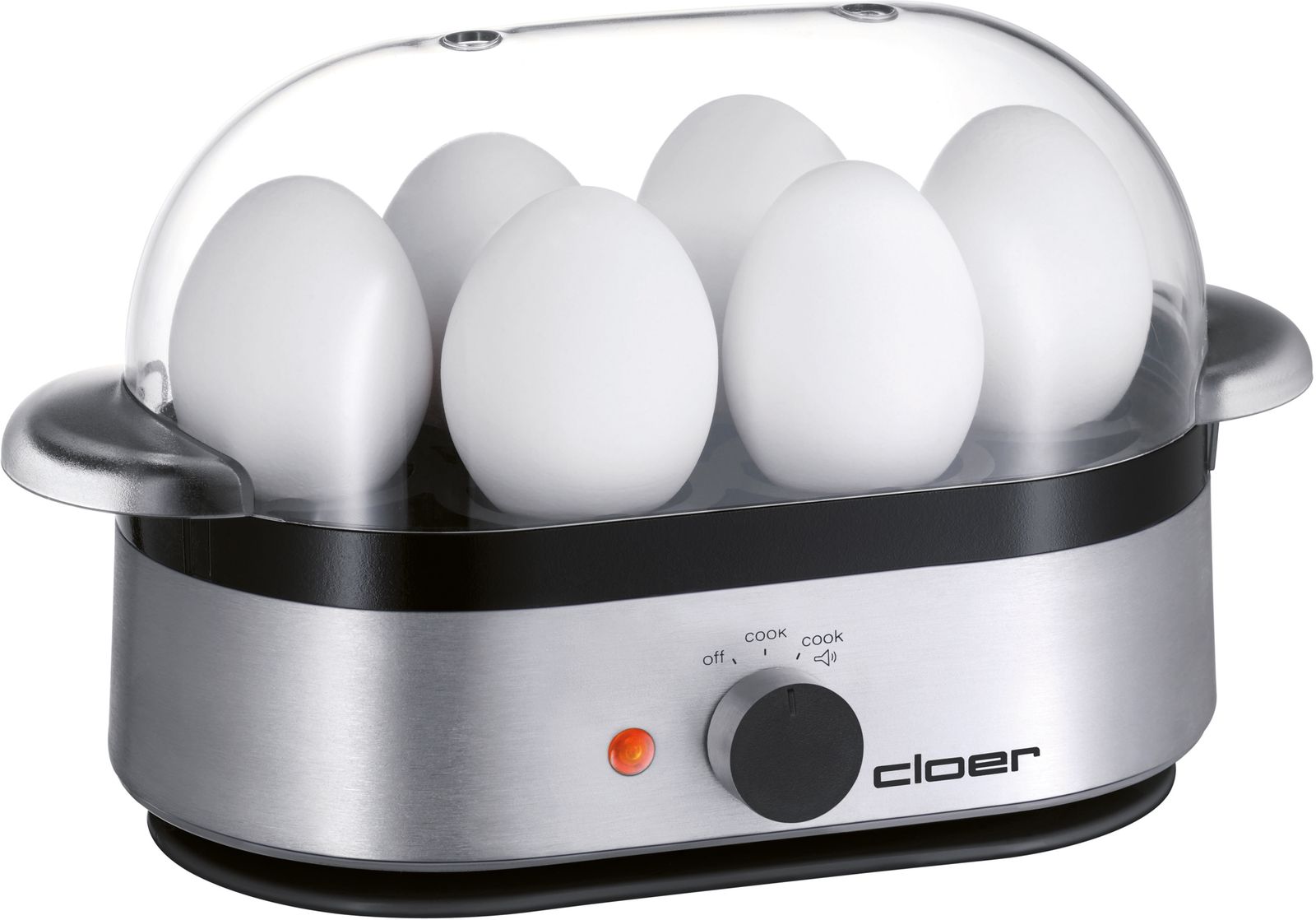 Eierkocher 6Eier alu m.Ein/Aus Mit 400W Signalton Mit Signalton