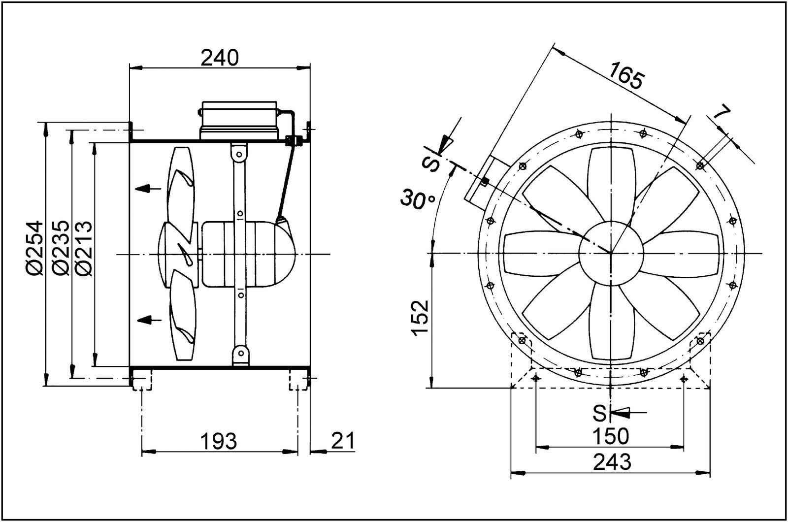 Ex-Ventilator 1/2 Axial Ø200mm 400V ST 1150cbm/h 65W IP54