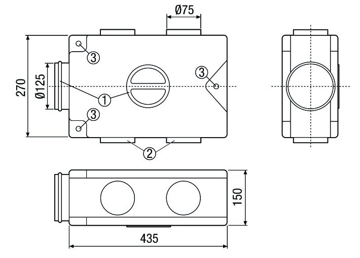 Luftverteilkasten 125 mm Kst