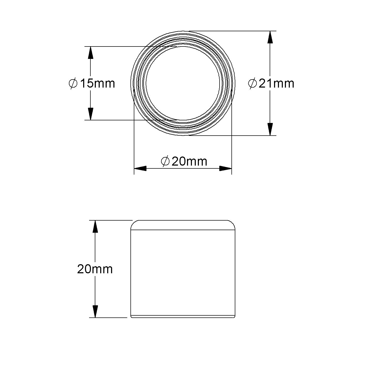Steckendtülle Kst Ø20mm gr unbeh