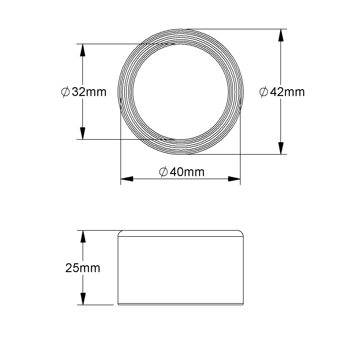 Steckendtülle Kst Ø40mm gr unbeh
