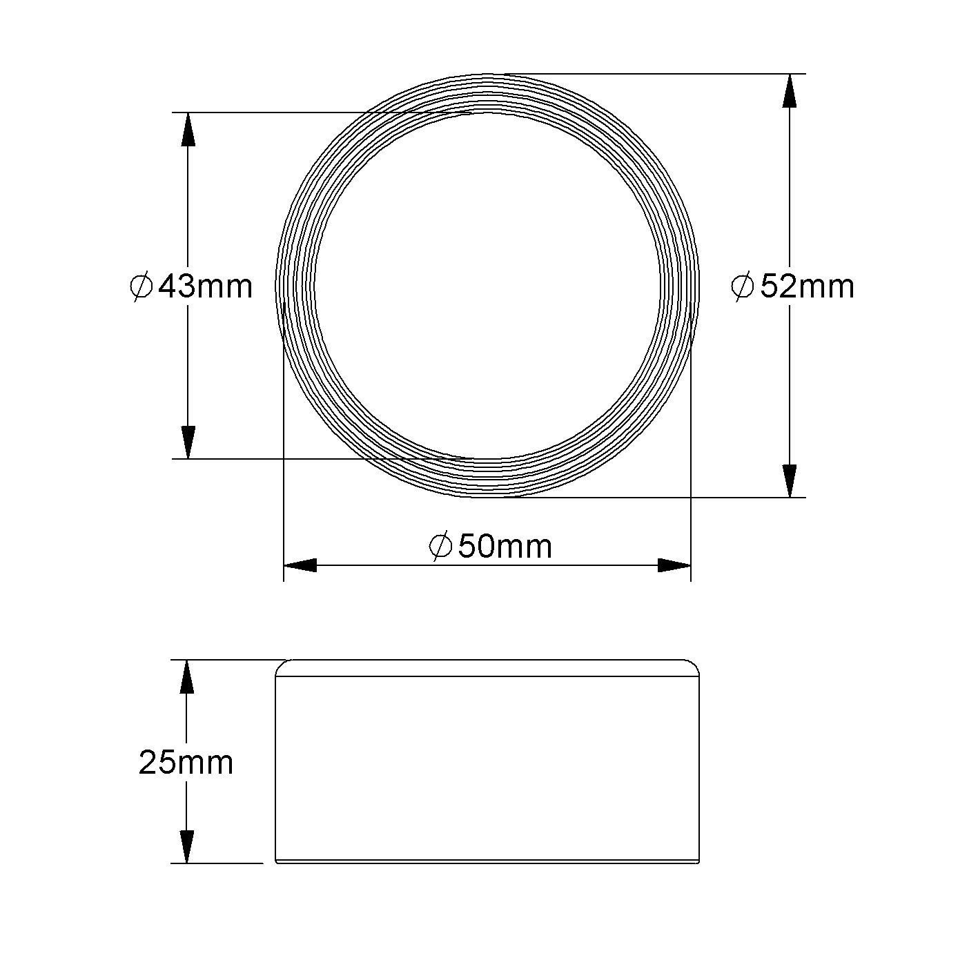Steckendtülle Kst Ø50mm gr unbeh