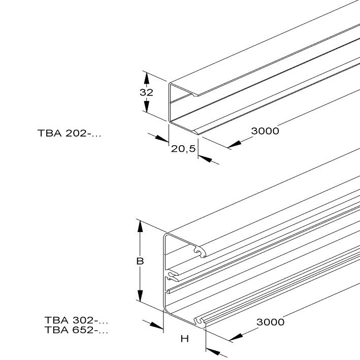 Leitungsführungskanal Alu 20,5x32x3000mm anod/elox LF-K hfr