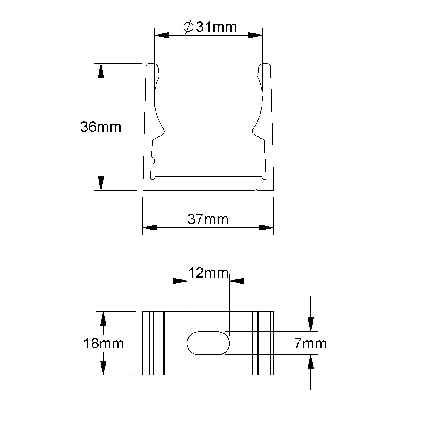 Rohrschelle Ø32mm Alu Schraubl gr