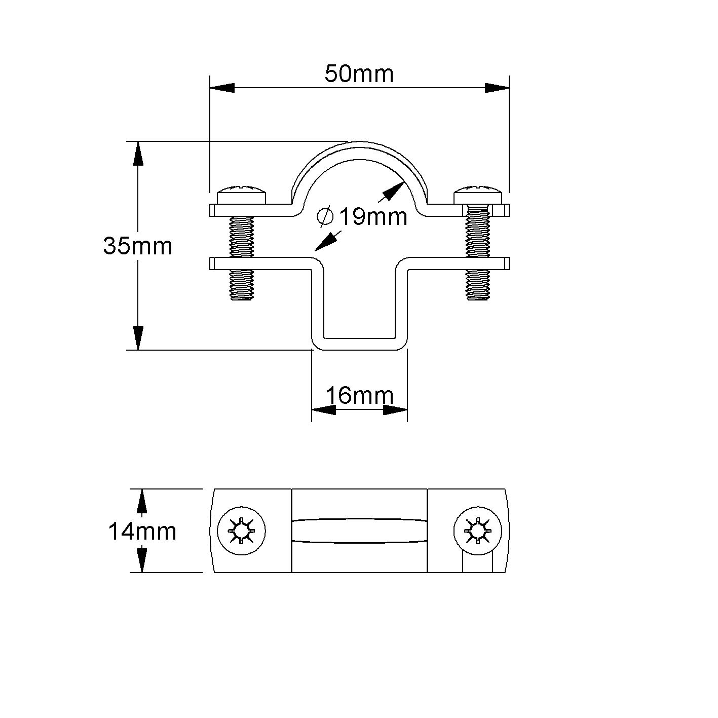 Rohrschelle Ø15-19mm geschl Alu Schraubl gr