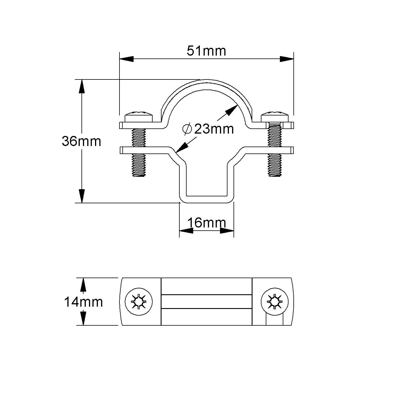 Rohrschelle Ø20mm geschl Alu Schraubl gr
