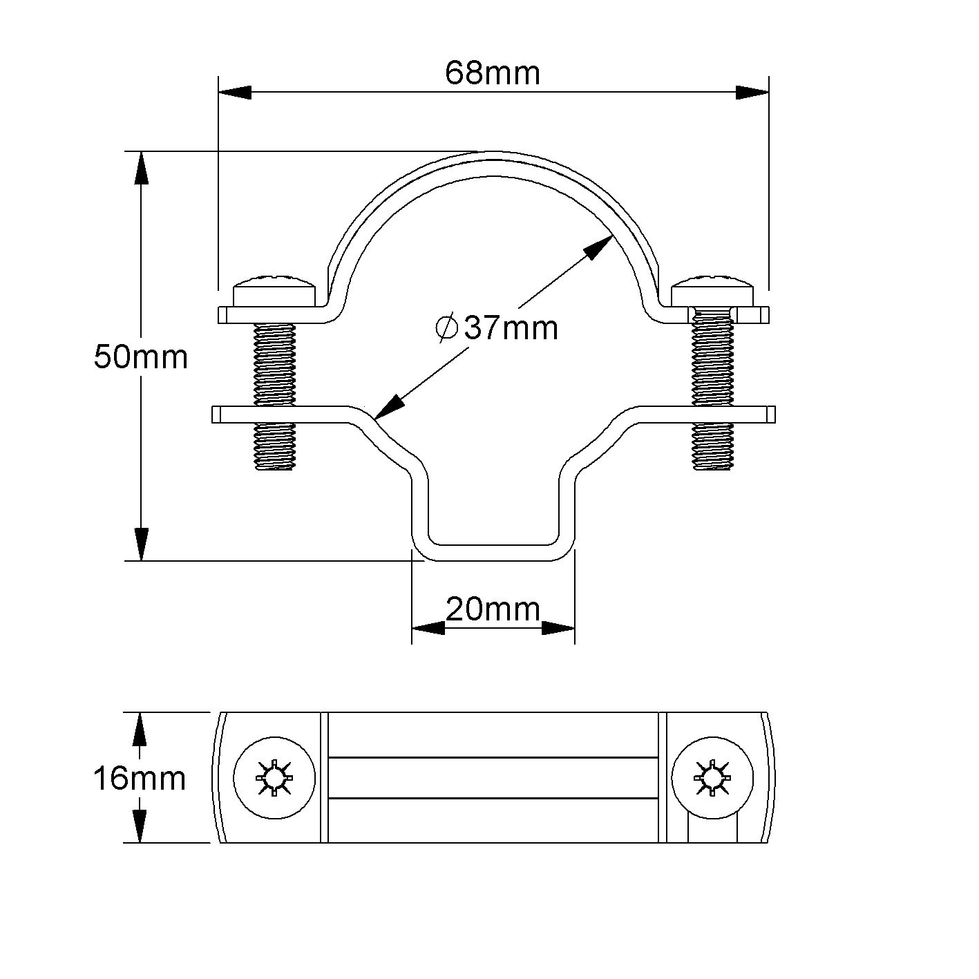 Rohrschelle Ø32mm geschl Alu Schraubl gr
