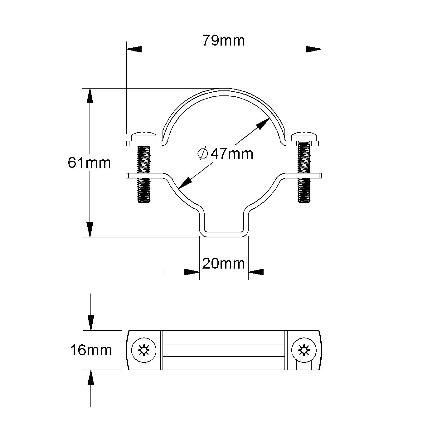 Rohrschelle Ø38mm geschl Alu Schraubl gr