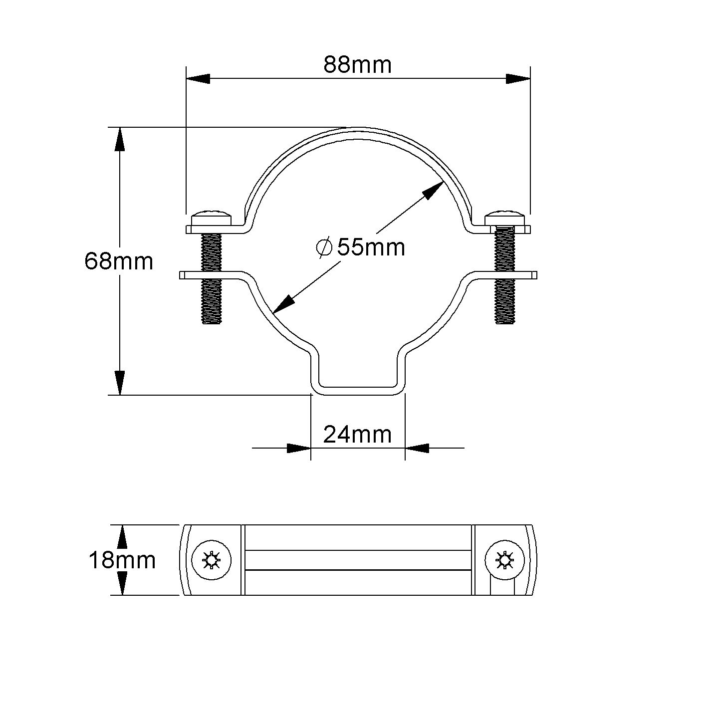 Rohrschelle Ø50mm geschl Alu Schraubl gr