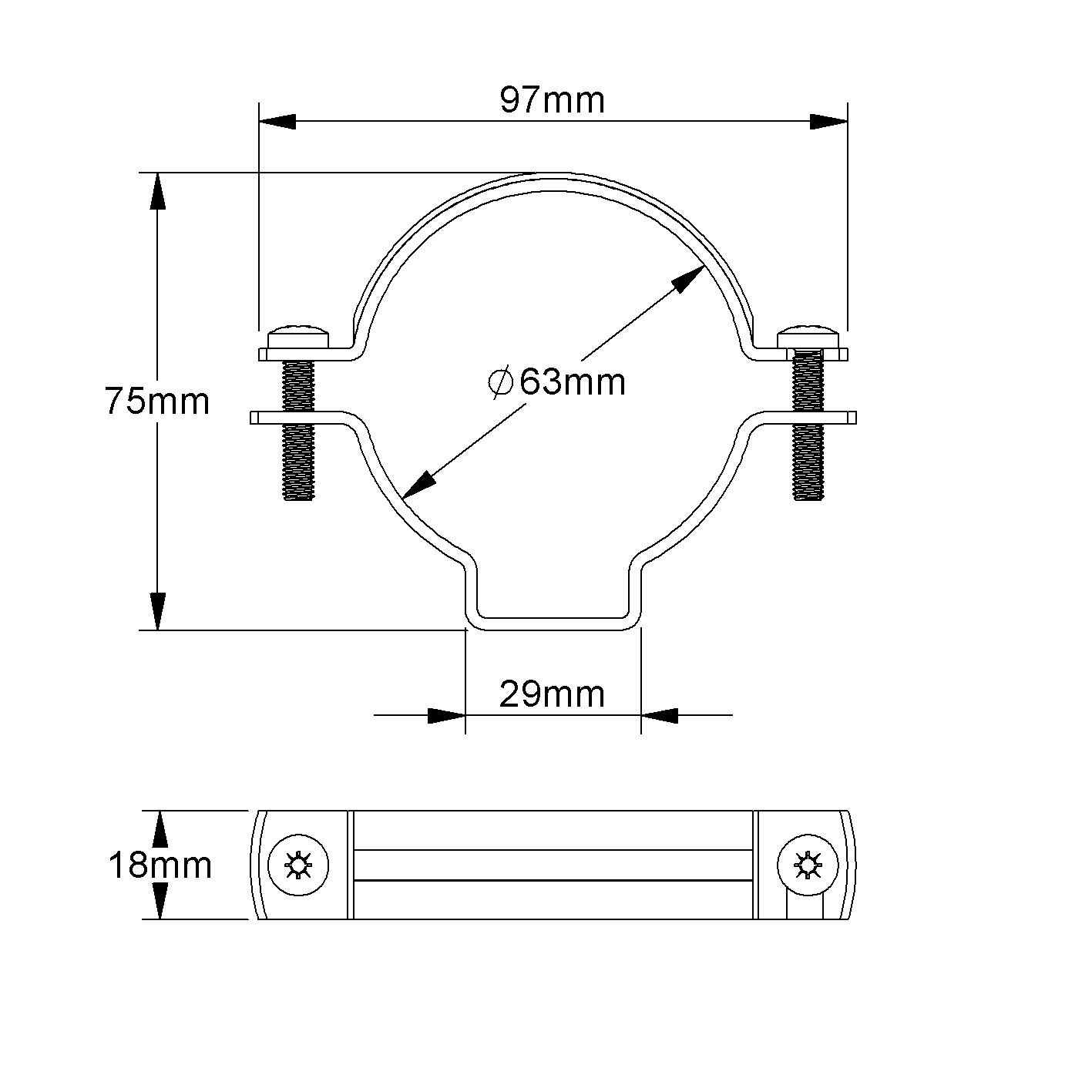 Rohrschelle Ø55-63mm geschl Alu Schraubl gr