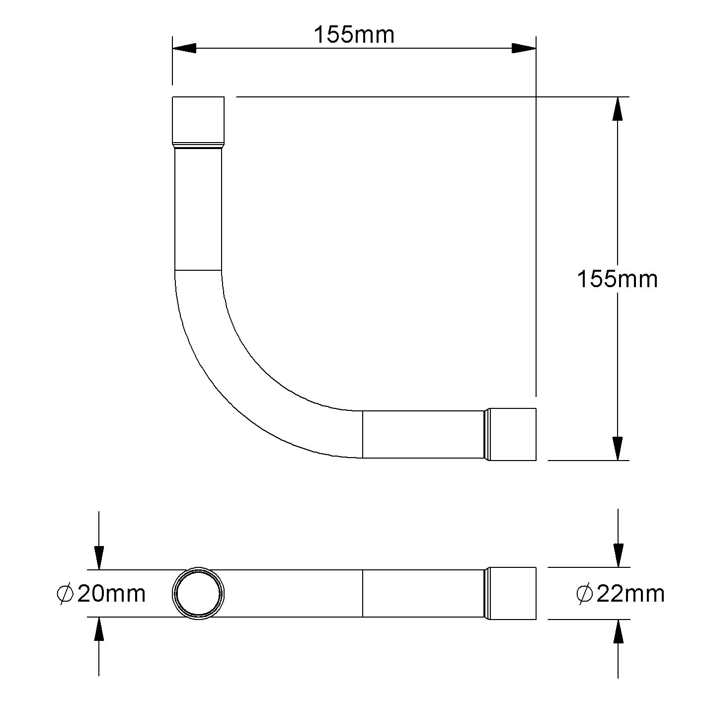 Alu-Steckbogen Ø20mm unbeh Muffe hfr Mit Muffe