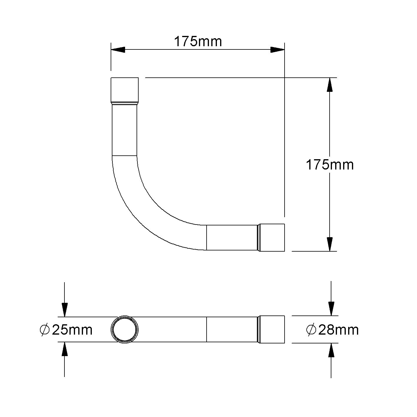 Alu-Steckbogen Ø25mm unbeh Muffe hfr Mit Muffe