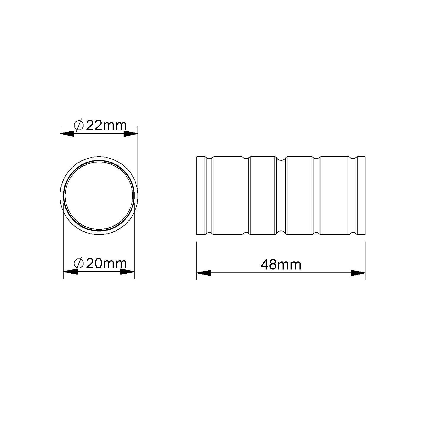 Alu-Steckmuffe Ø20mm unbeh hfr