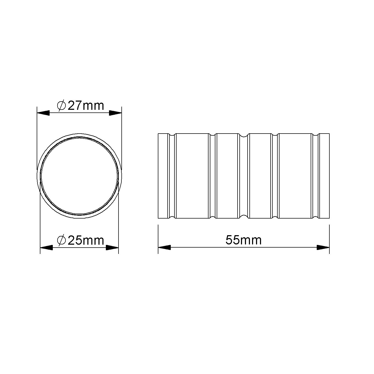 Alu-Steckmuffe Ø25mm unbeh hfr