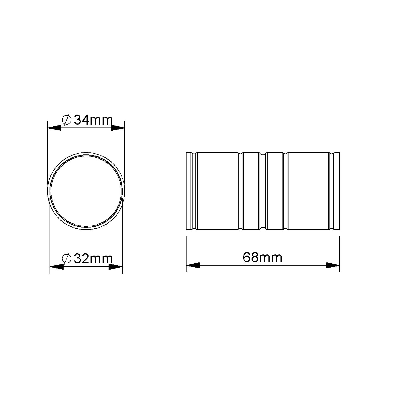 Alu-Steckmuffe Ø32mm unbeh hfr