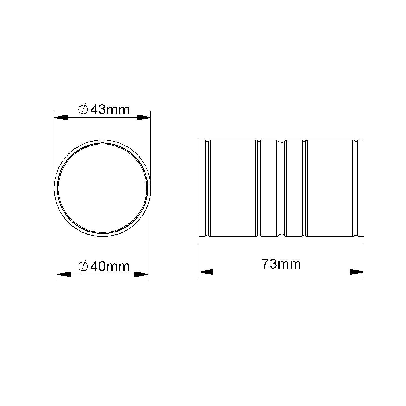 Alu-Steckmuffe Ø40mm unbeh hfr