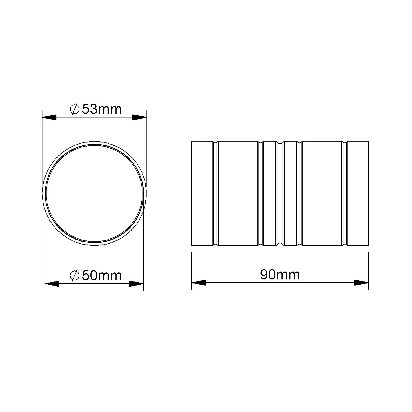 Alu-Steckmuffe Ø50mm unbeh hfr