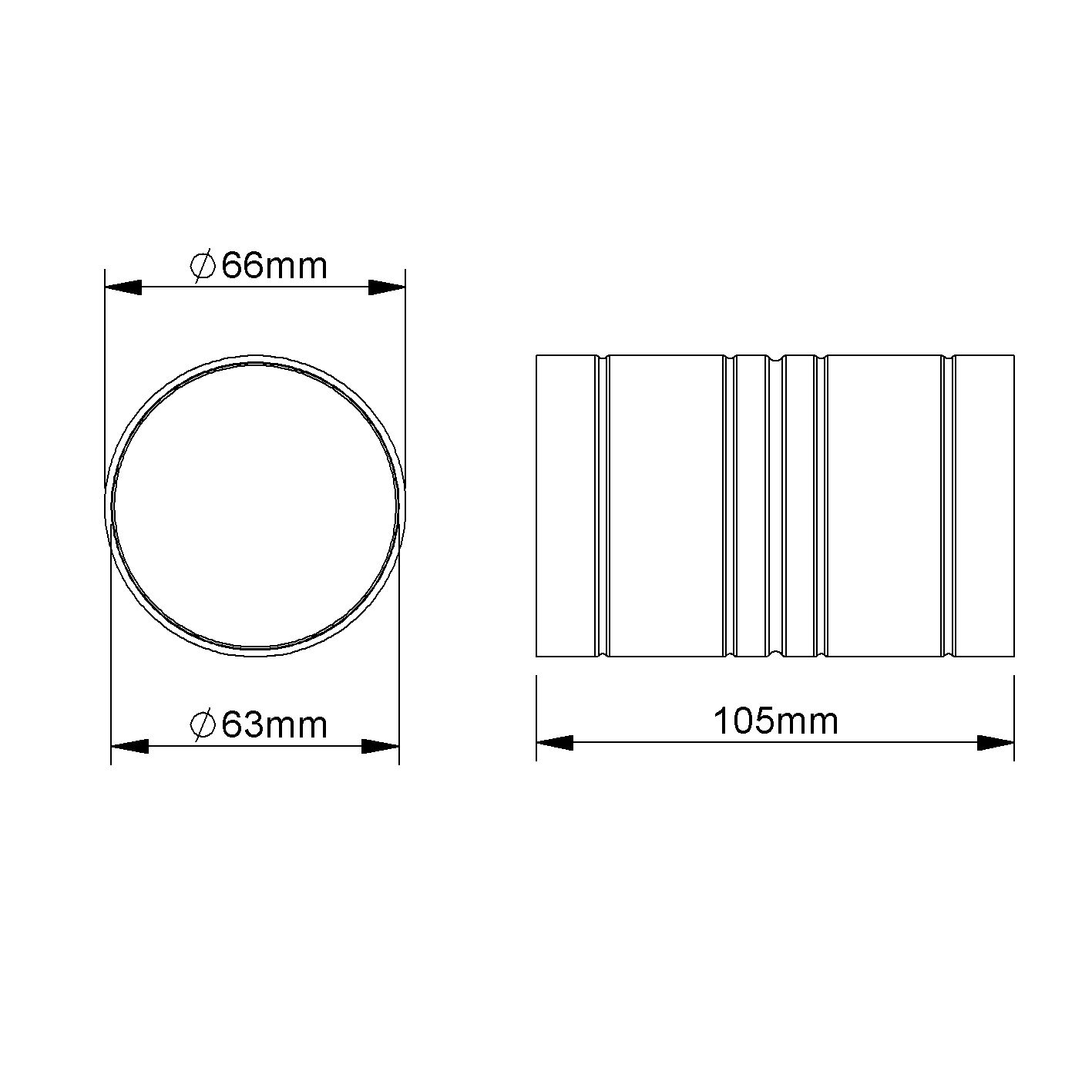 Alu-Steckmuffe Ø63mm unbeh hfr