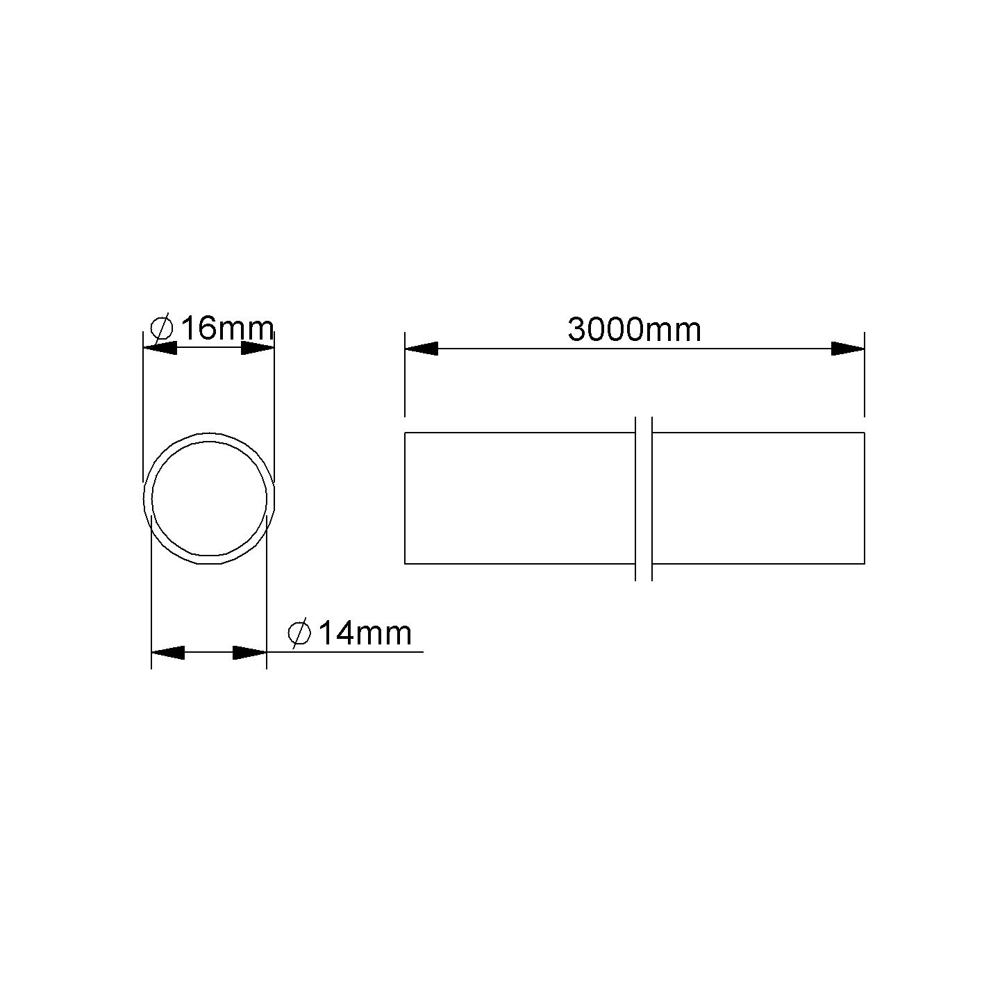Alu-Steckrohr Ø16mm starr unbeh 4Kl -45-250°C Rohrende