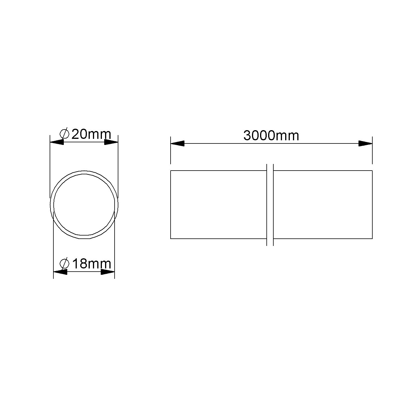 Alu-Steckrohr Ø20mm starr unbeh 4Kl -45-250°C Rohrende