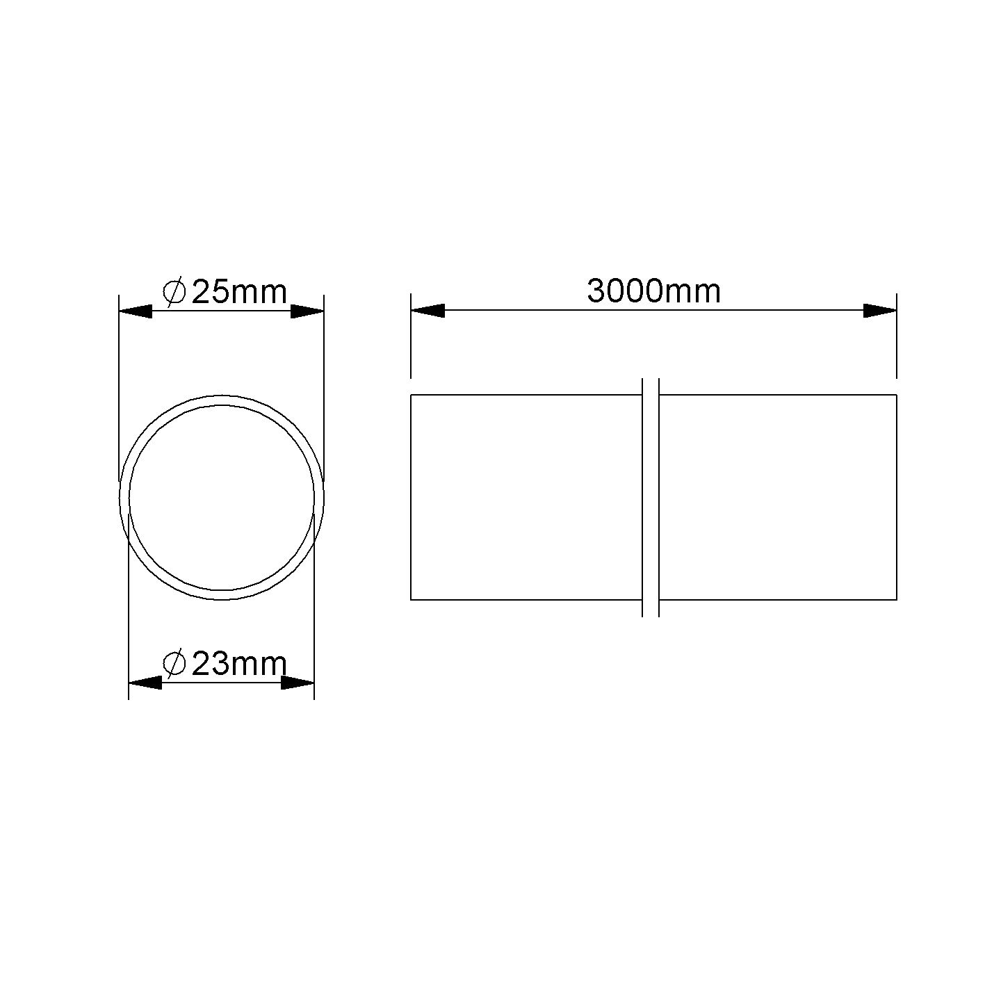 Alu-Steckrohr Ø25mm starr unbeh 4Kl -45-250°C Rohrende