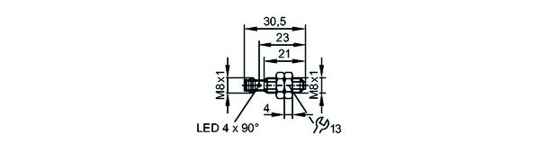 Näherungsschalter ind DC Ø8x30mm 10-30V Steck-M8 PNP 3mm bündig 800Hz Zyl Gew
