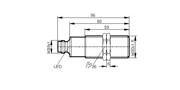 Näherungsschalter ind UC Ø30x80mm 2Draht Steckverb_M18 10mm 20-250V bündig 25Hz