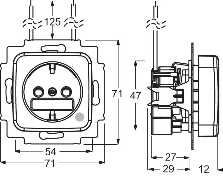 Steckdose 1f ws glz Duro 2000 SI UP m.BS Mit erhöhtem Berührungsschutz IP20