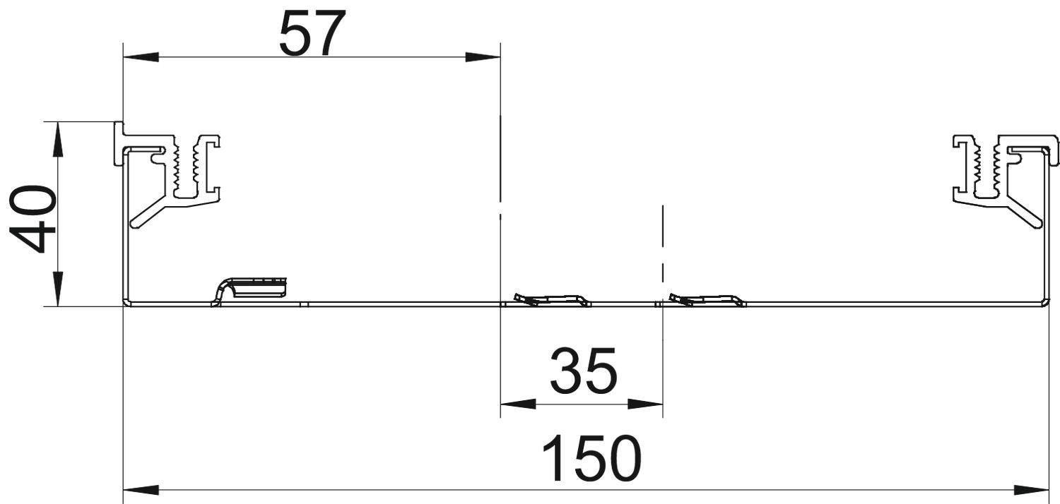 Aufbodenkanal UT ST 150x40x2400mm 1zug eins.abgeschr steck vz