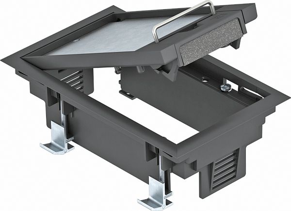 Geräteeinsatz Kst rechtec 1f sw RAL9011 m.Belagaussp 5mm Belagschutzrahm