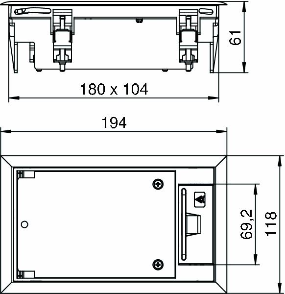 Geräteeinsatz Kst rechtec 1f sw RAL9011 m.Belagaussp 5mm Belagschutzrahm