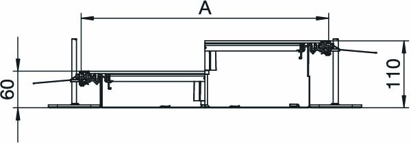 Unterflurkanal offen ST 1zug 200x2400mm 60-110mm Bodenwanne