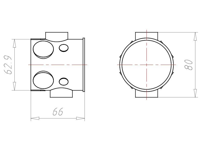 Verbindungsdose UP luftd Ø60x66mm Kst IP2X Ger/VerbDose/kast rnd