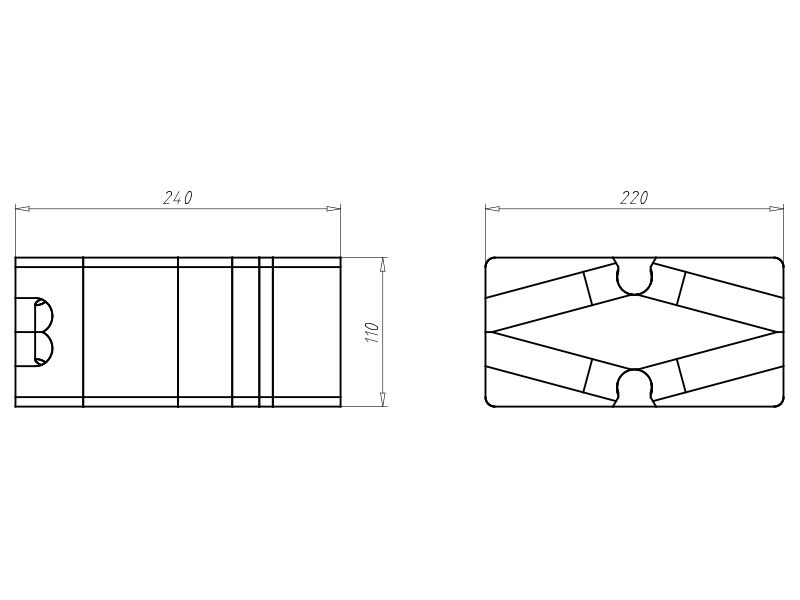 Geräteträger WD 160-240mm Kst 220x110mm Mit Füll-Dämmstoffen