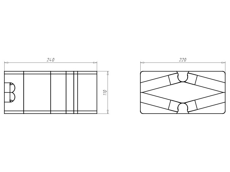 Geräteträger WD 160-240mm Kst 220x110mm Mit Füll-Dämmstoffen