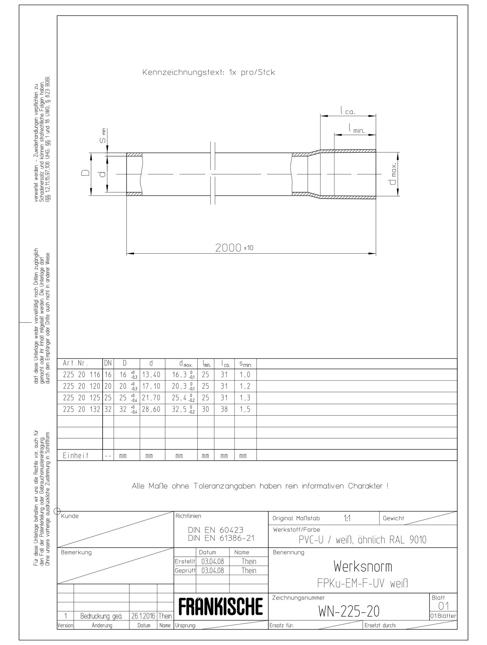 Panzerrohr kst PVC Ø25mm 3Kl flammwidrig starr Polyvinylchlorid (PVC) ws