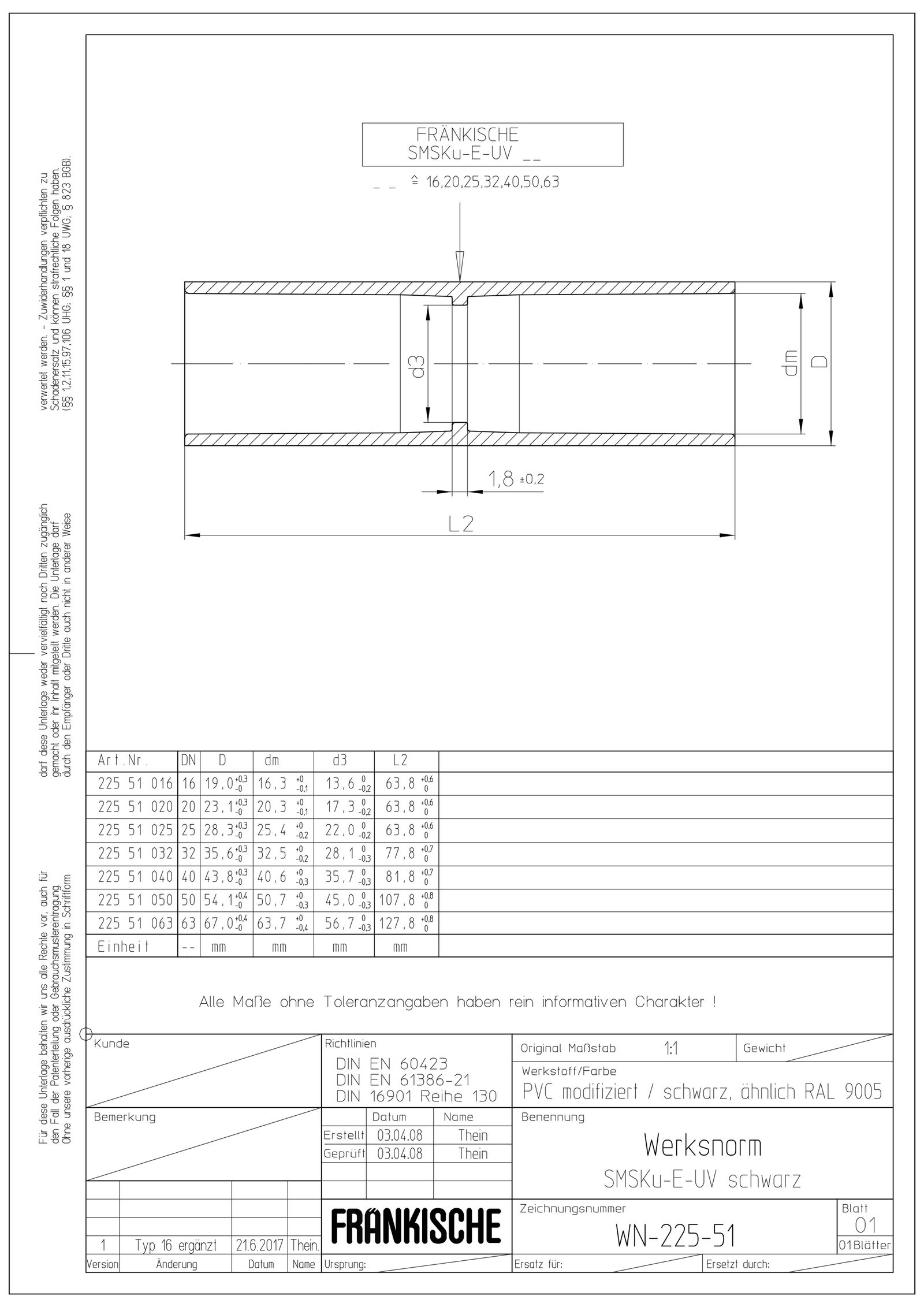 Steckmuffe Kst Ø40mm unbeh sw