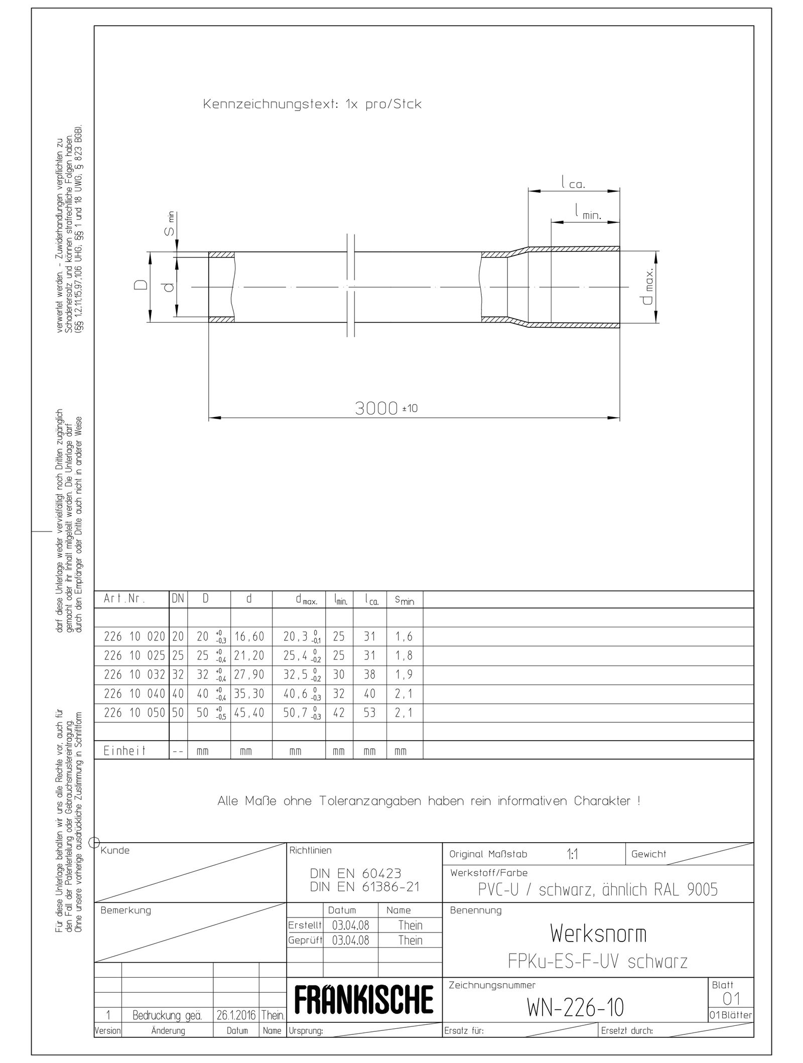 Panzerrohr kst PVC Ø20mm 4Kl flammwidrig starr Polyvinylchlorid (PVC) sw 3Kl