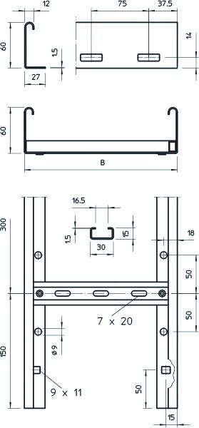 Kabelleiter f/vz LG VS-Serie gel 60x200x3000mm