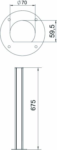 Installationssäule Alu 670mm rnd eins schraub RAL9010 unten