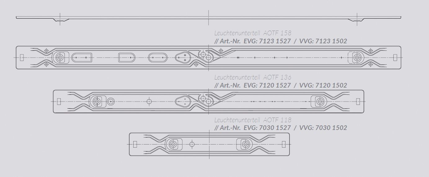 Geräteträger 2x36W T8 T8 EVG IP20 ws G13