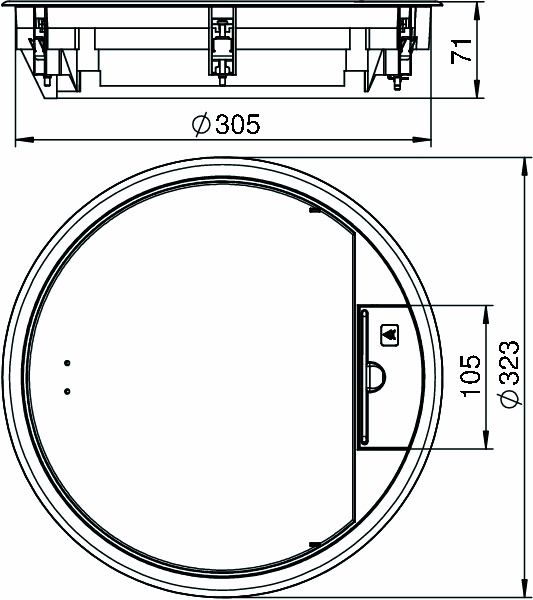 Geräteeinsatz Alu rnd 3f gr m.Belagaussp 10mm Belagschutzrahm