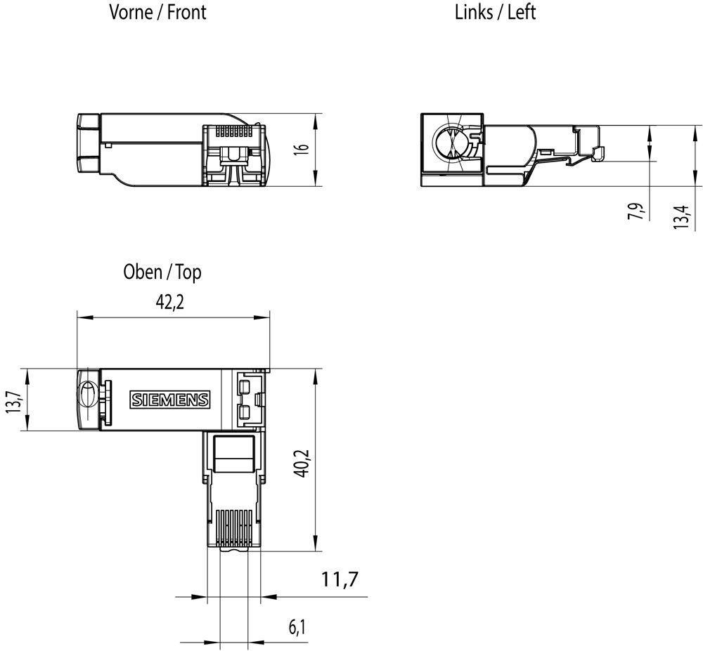 Modular-Stecker Cat5 RJ45 22AWG Feldkonf Schirm massiv f.Rundkabel