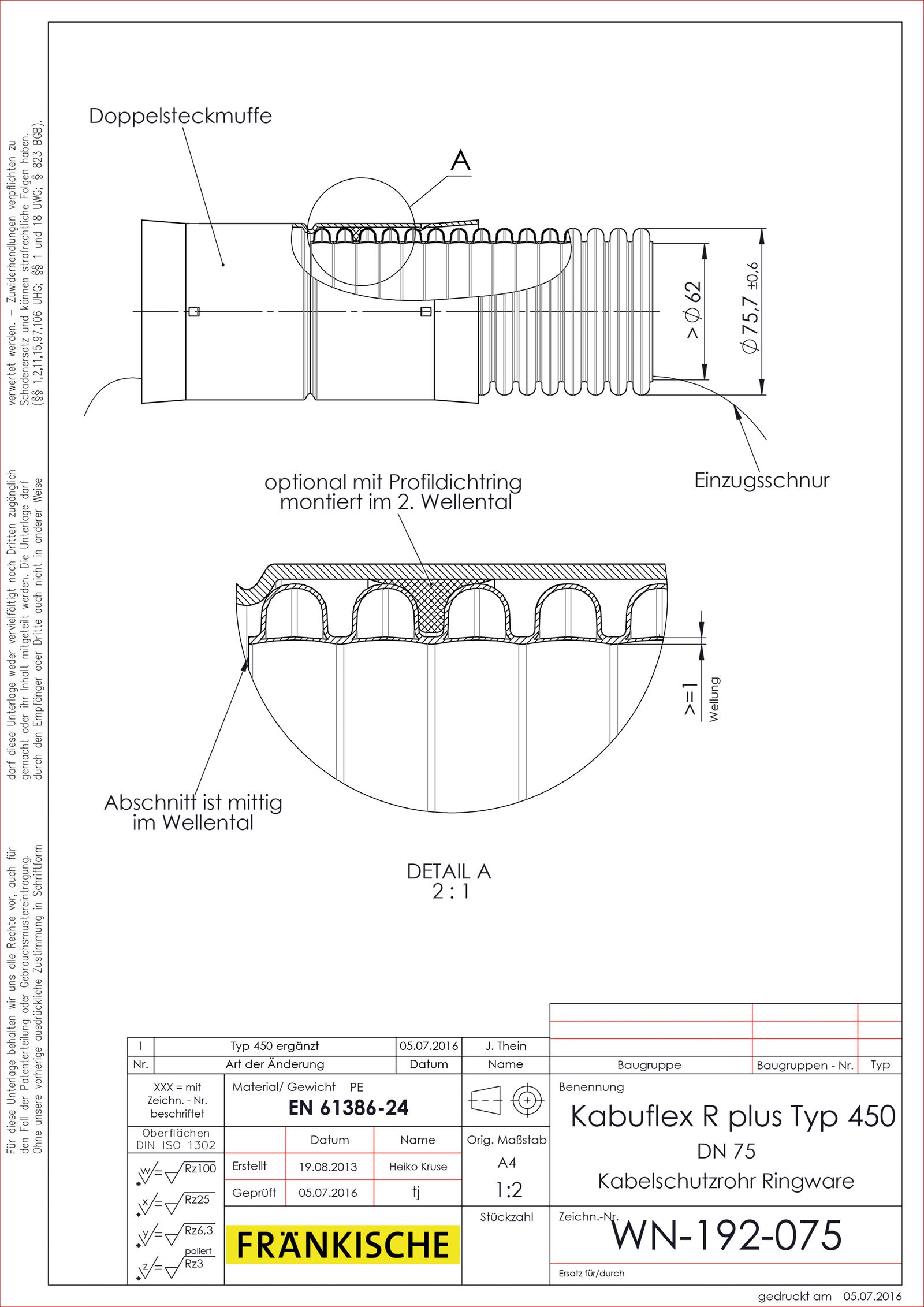 Kabelschutzrohr sw flex Ø63/75mm Kst außen gewellt innen glatt