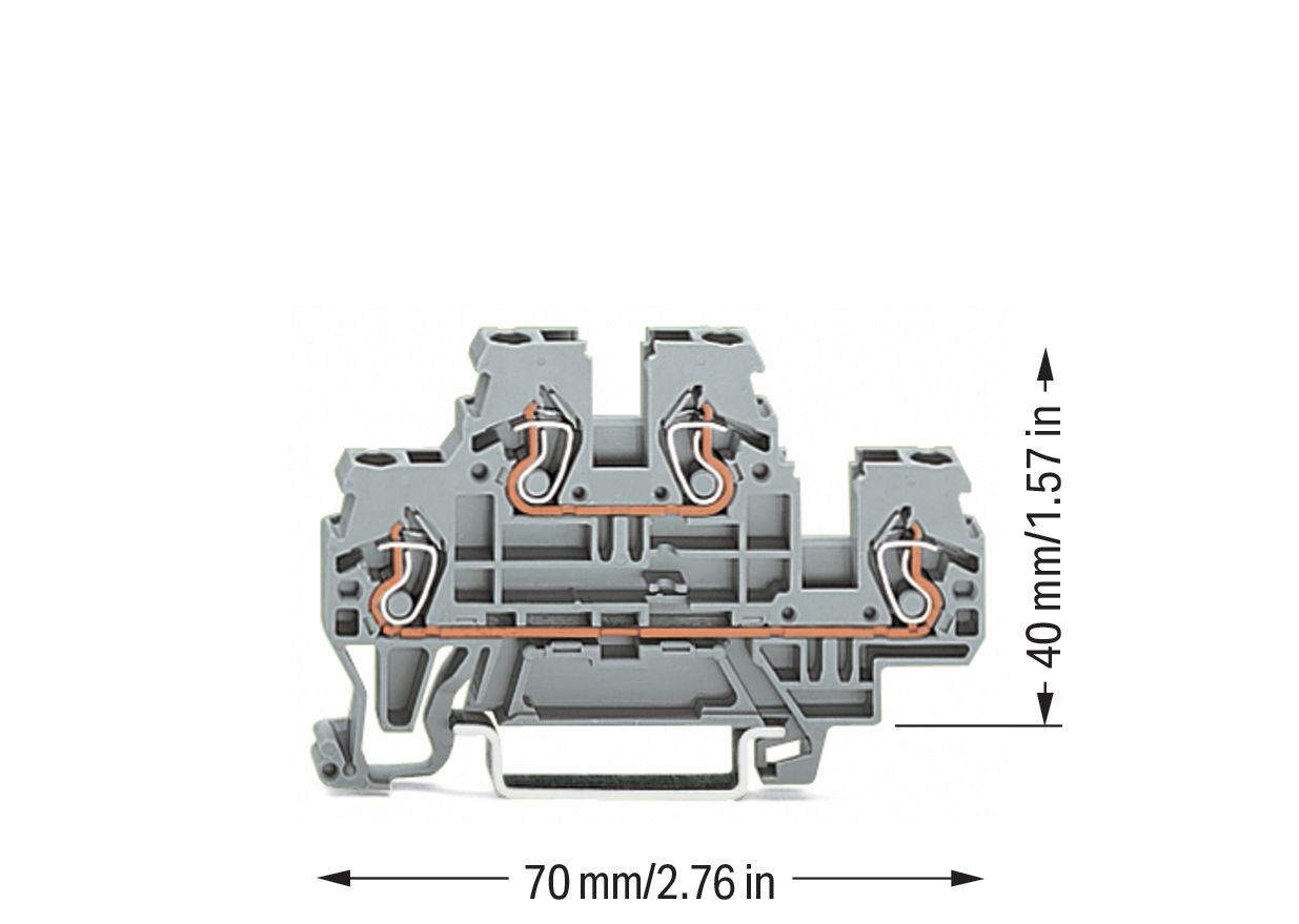 Reihenklemme 0,08-2,5qmm Serie 870 24A 2Etagen 2kl gr Hutschiene TH35