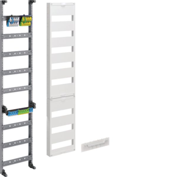 Verteilerfeld 8x12TE 250x1200x205mm m.Ausschn m.N-PE-Klemmen m.Abdeck