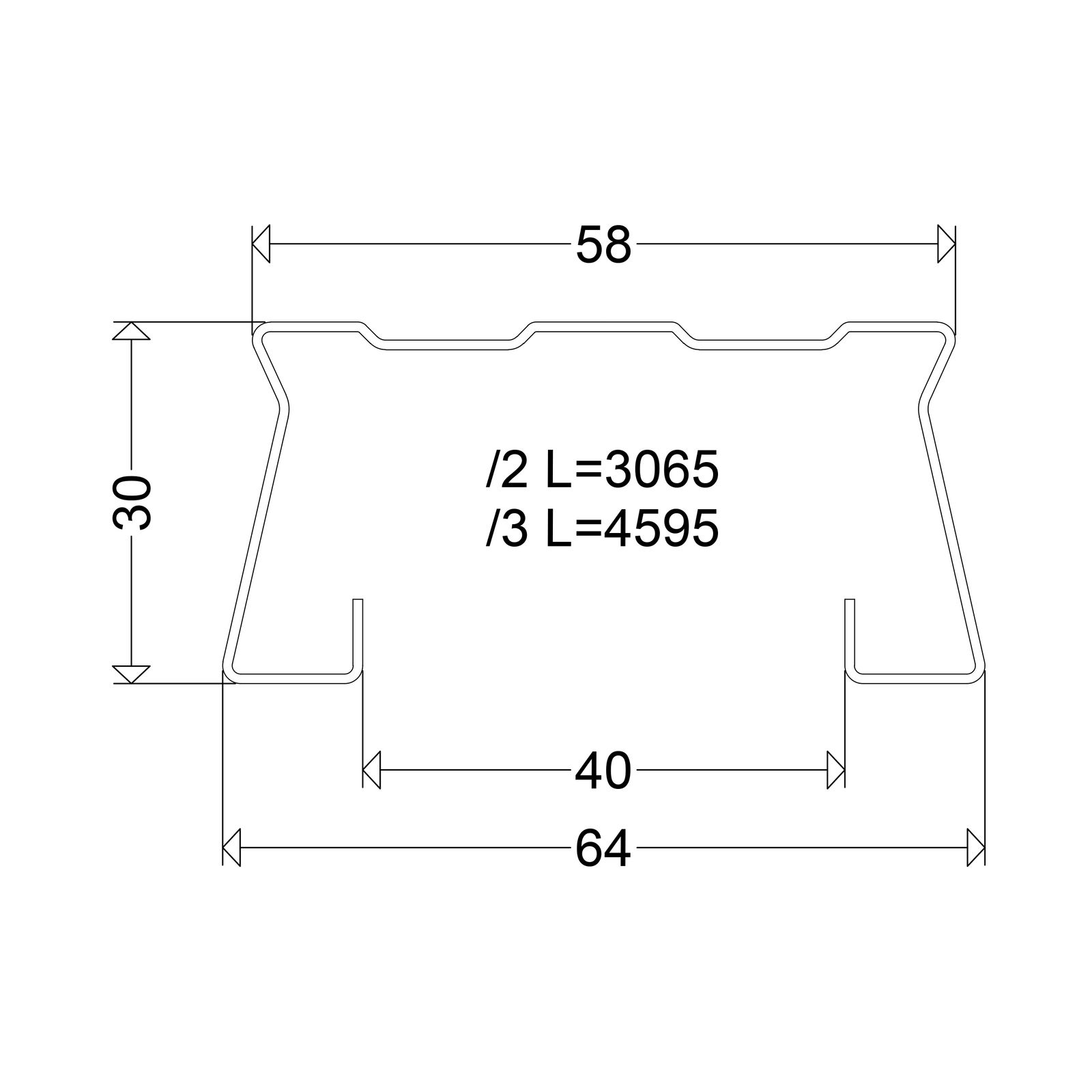 Tragprofil ws ST L4595mm B65mm