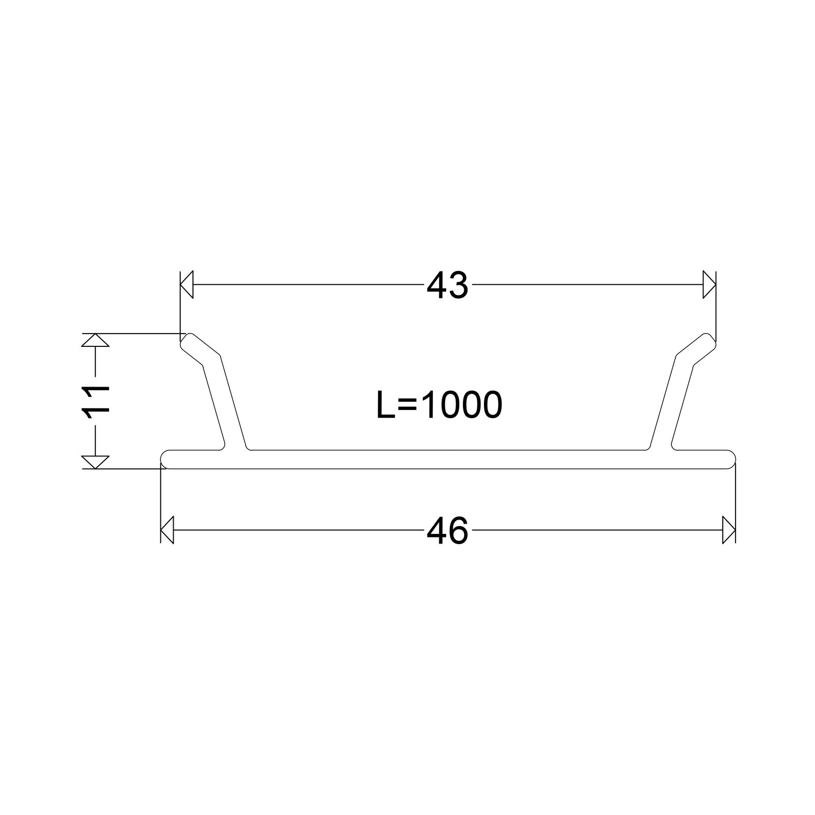 Abdeckung ws Kst L1538mm B45mm